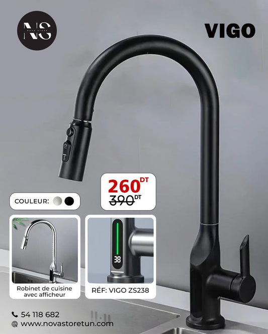 Robinet de cuisine avec afficheur VIGO ZS238GR/C